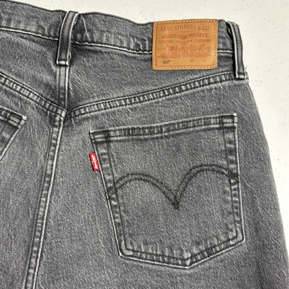 Levi’s Premium 501 Cut Off Shorts Gray Black Button Fly Women’s 29 - Picture 8 of 14